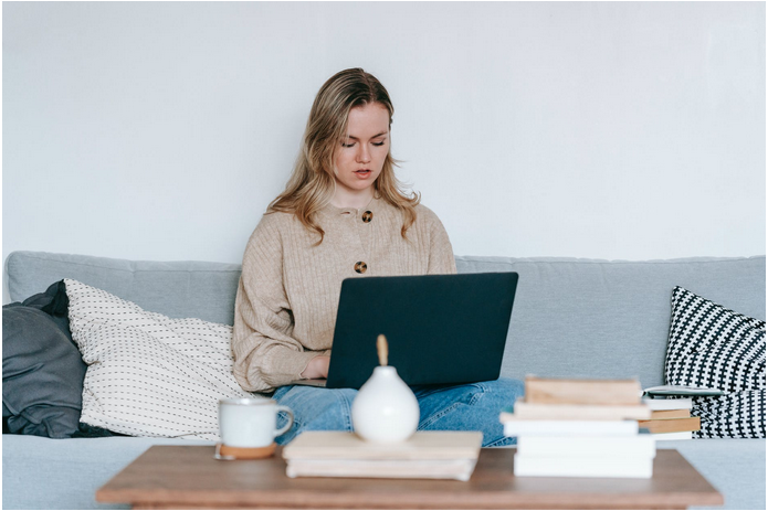 a lady receiving online counselling